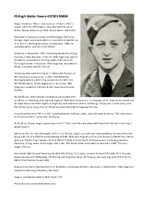 A preview of a PDF biography for Beavis, Hugh Walter